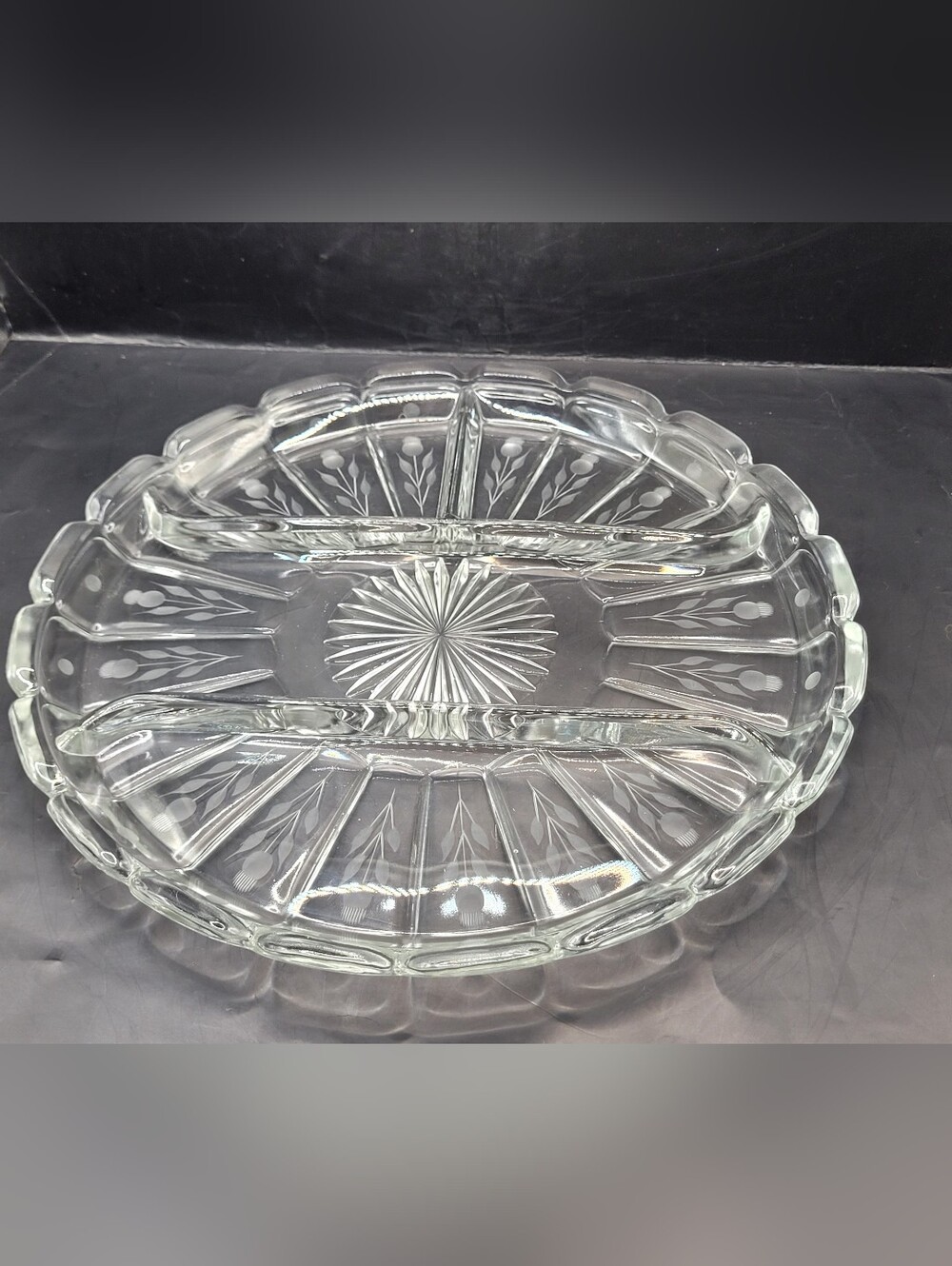 Royal Limited 24% Full Lead Crystal Czech Republic Large Heavy Relish Tray Dish